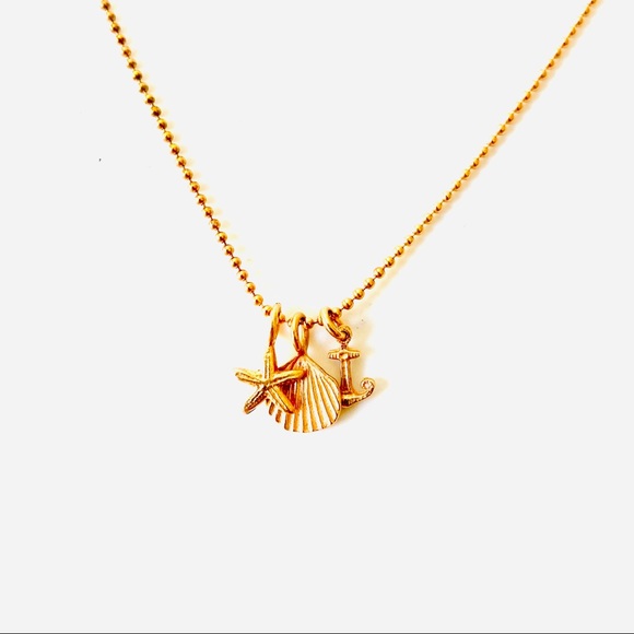 Anchor Shell Starfish Necklace Catherine Weitzman Rose Gold Vermeil - Picture 1 of 4